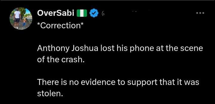 Anthony Joshua phone stolen rumor